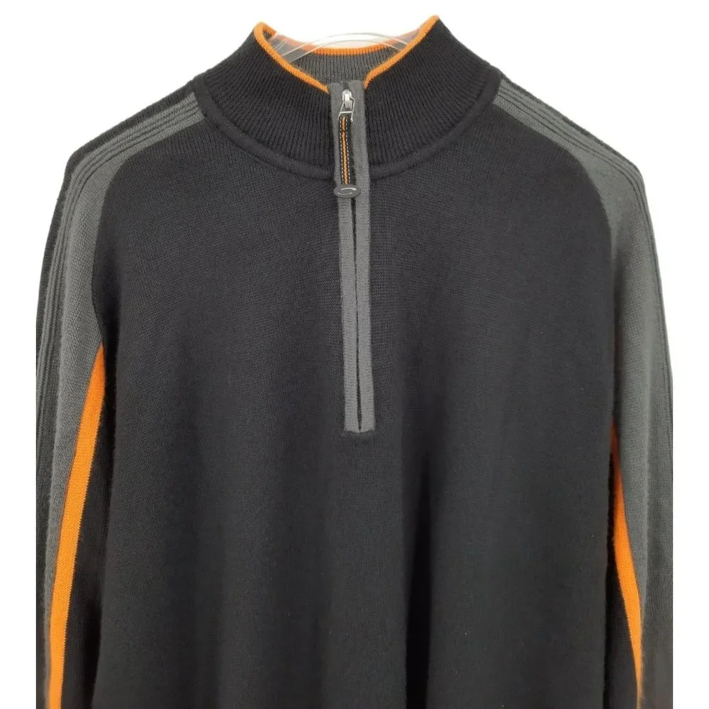 VTG 90s Obermeyer Black Gray Mesa Wool Acrylic Quarter Zip Ski Pullover Sweater_4